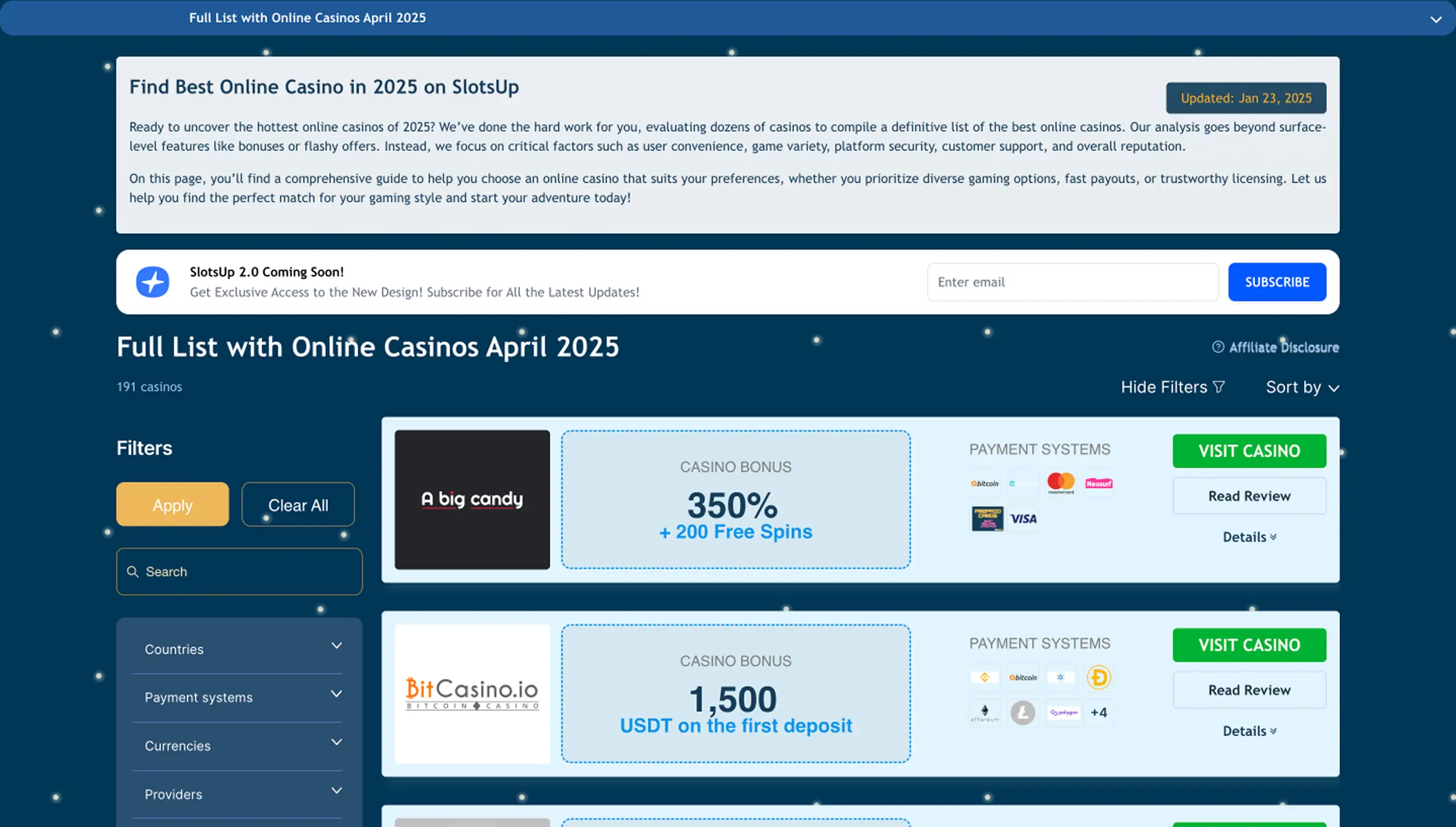 Casino Listing before