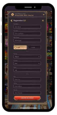What step 3 of registration in an online casino Vicibet looks like