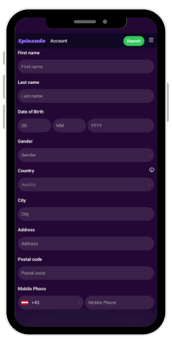 What profile in an online casino Spinando looks like