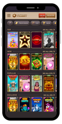 What the game catalog in an online casino Vicibet looks like