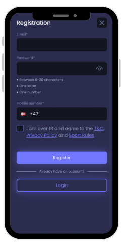 How step 1 of registration in an online casino Betstorm looks