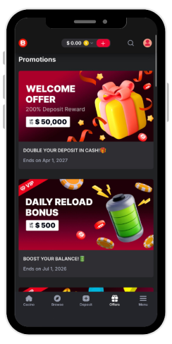 How the bonuses page in an online casino Bang Bang looks