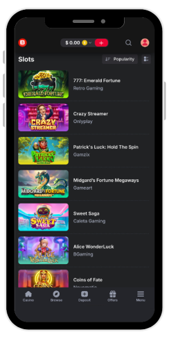 How the game catalog in an online casino Bang Bang looks