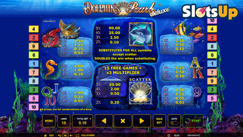 Dolphin's Pearl Deluxe paytable