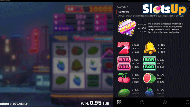 Hearts Highway paytable