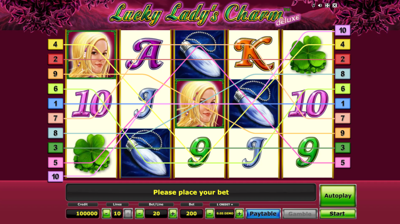 Lucky Lady's Charm Deluxe Main Screen
