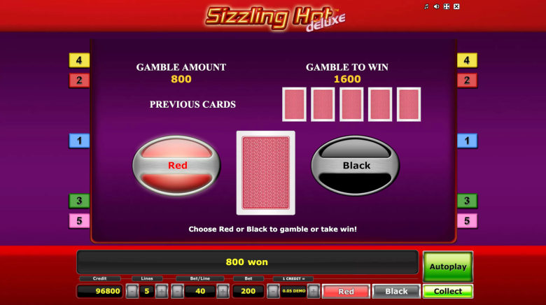 Sizzling Hot Deluxe Gamble Feature