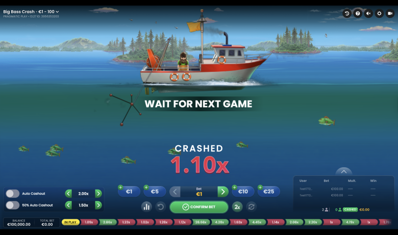 Big Bass Crash Main Screen