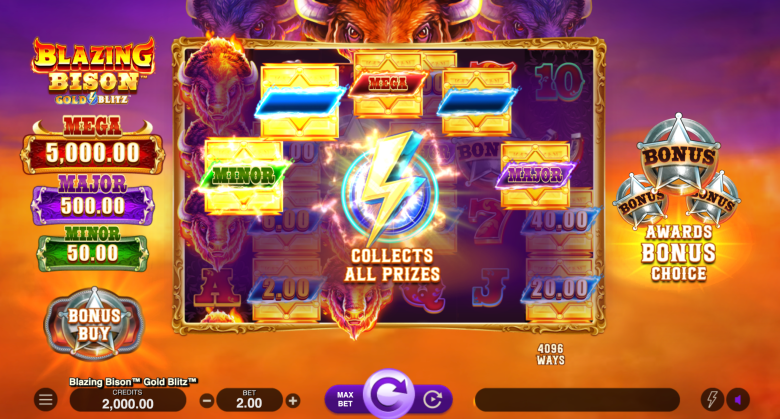 Blazing Bison Gold Blitz Main Screen