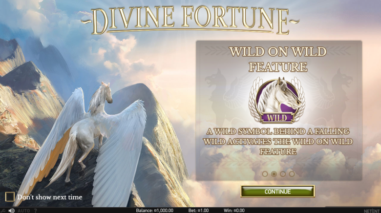 Divine Fortune Main Screen