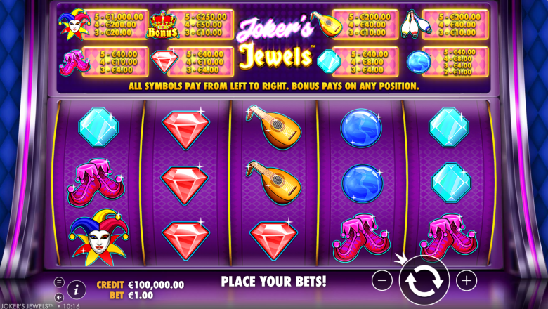 Jokers Jewels Main Screen