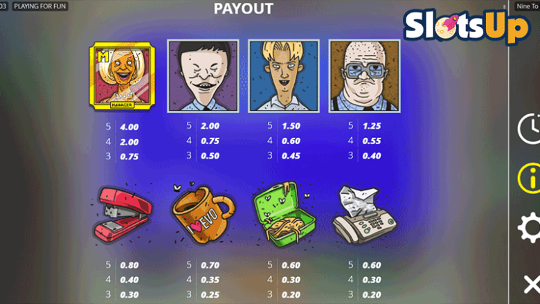 Nine To Five paytable