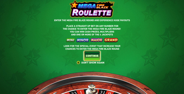 Mega FireBlaze Roulette Main Screen
