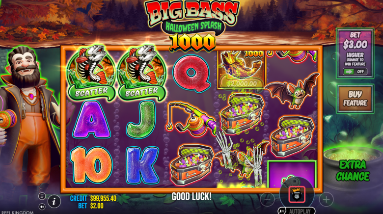 Big Bass Halloween Splash 1000 Scatters Triggering