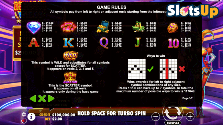 Blazing Wilds Megaways paytable