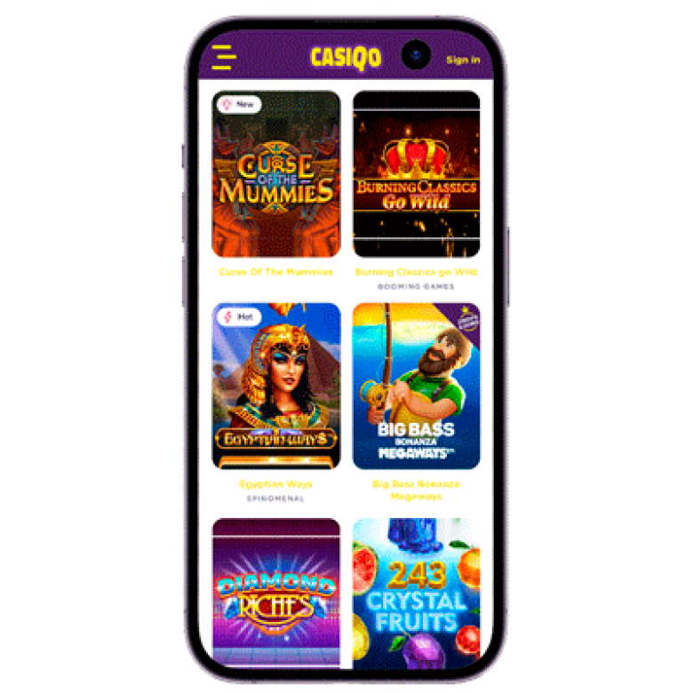 Casino Games in Casiqo Casino App