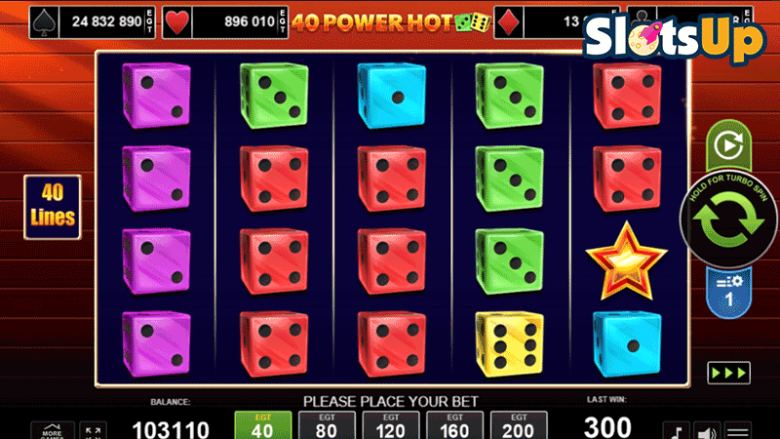 40 Power Hot Dice main screen