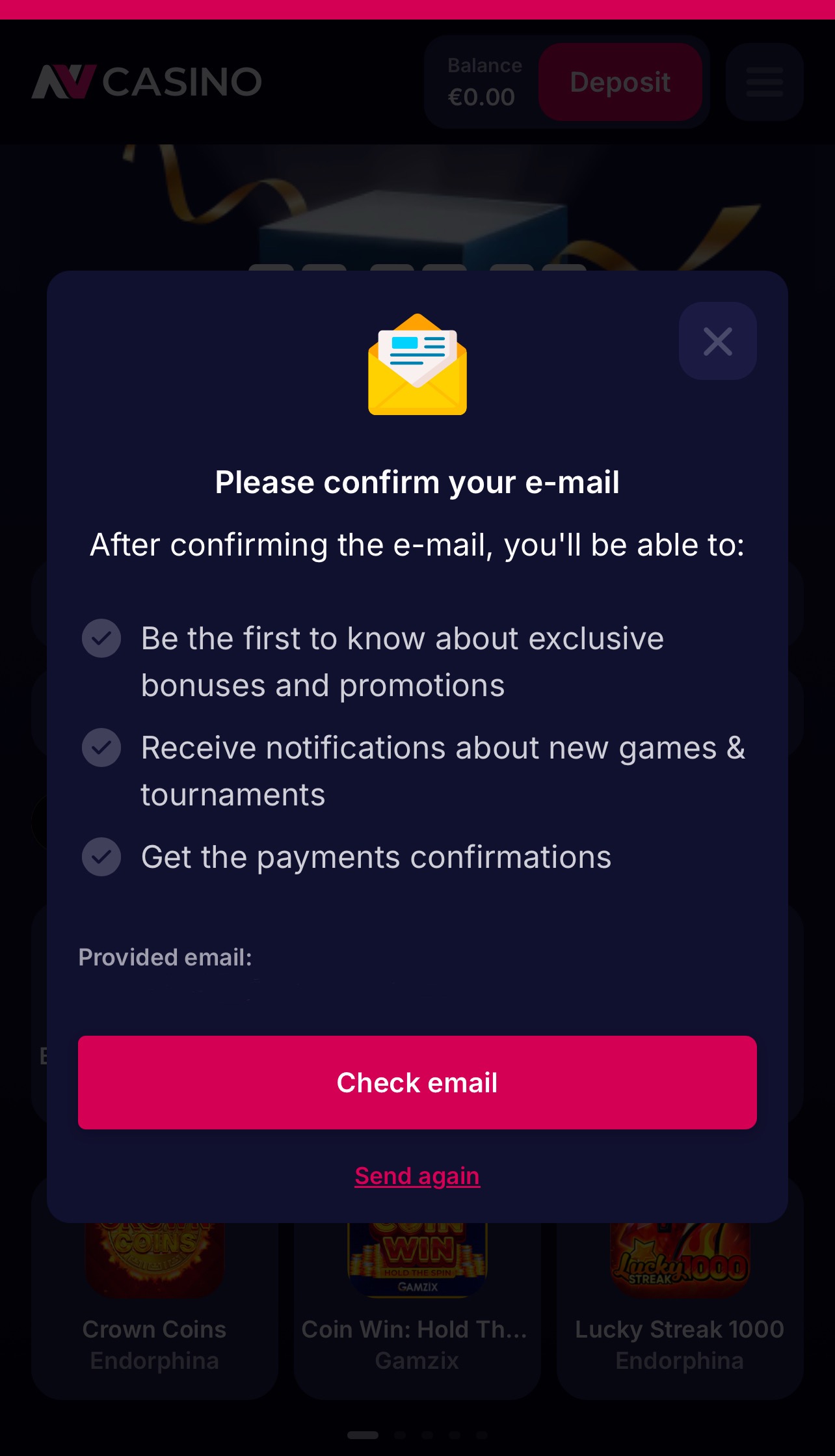 NV Casino registration step 2