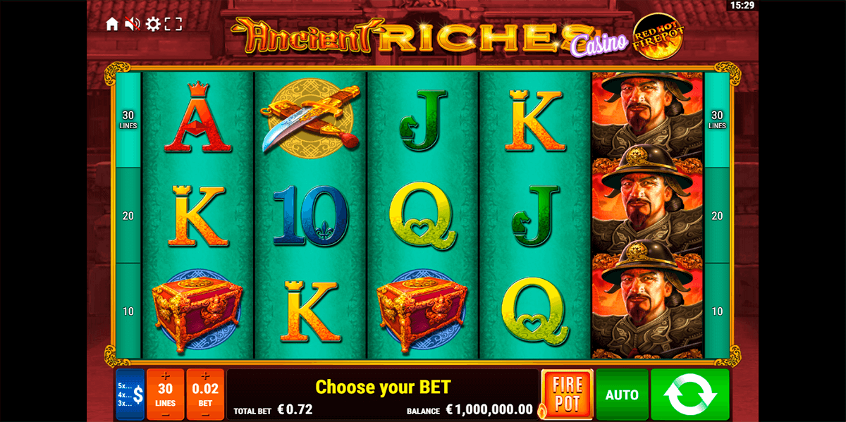 ancient riches red hot firepot gamomat casino slots 
