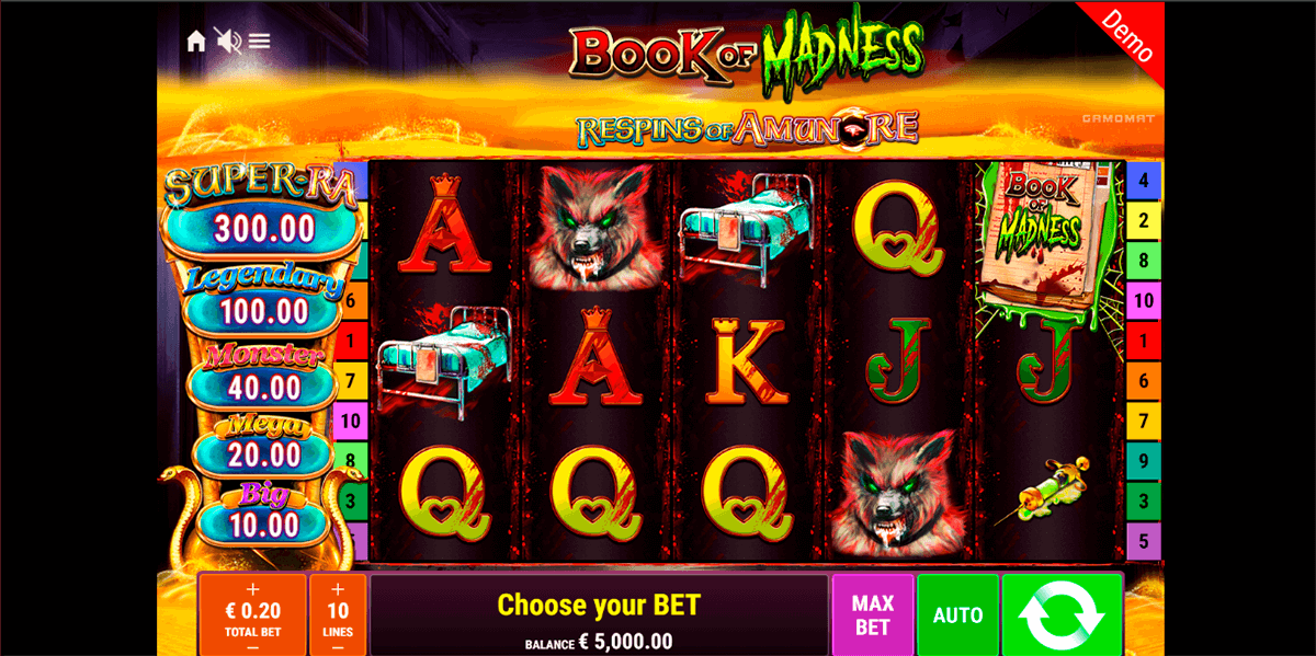 book of madness roar gamomat casino slots 