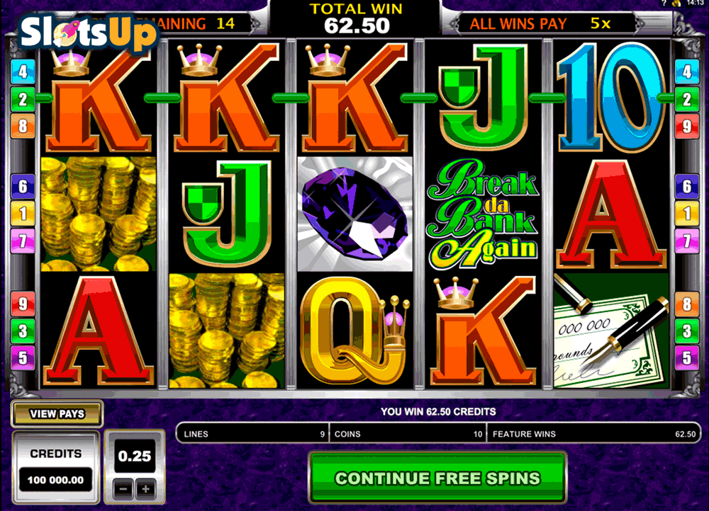 Tips reviews break da bank again slot machine online microgaming games