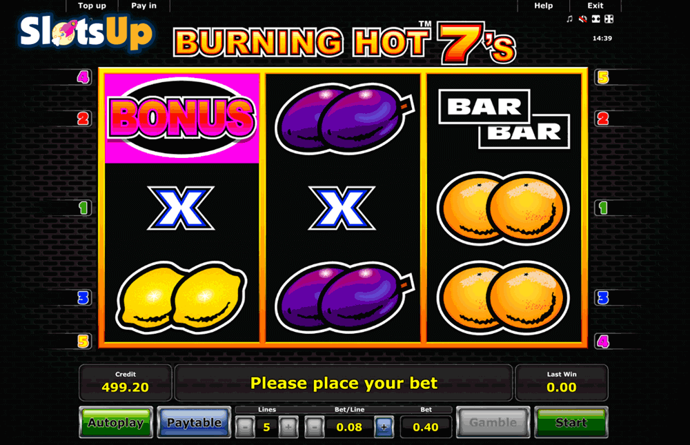burning hot sevens novomatic casino slots 