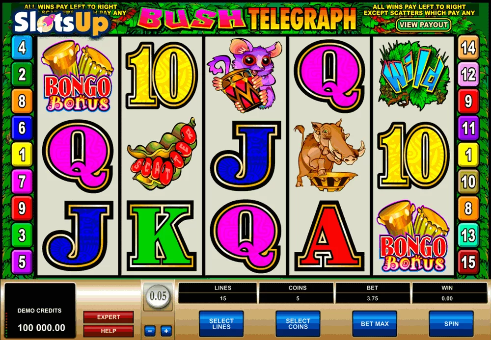 Bush telegraph slot machine online microgaming Bush Telegraph sees players encountering all manner of African wildlife on the reels as they join lions, monkeys, birds and many other fascinating creatures on a quest for riches.Numerous features are on offer, including a bonus round on this Microgaming classic.5/5(2).