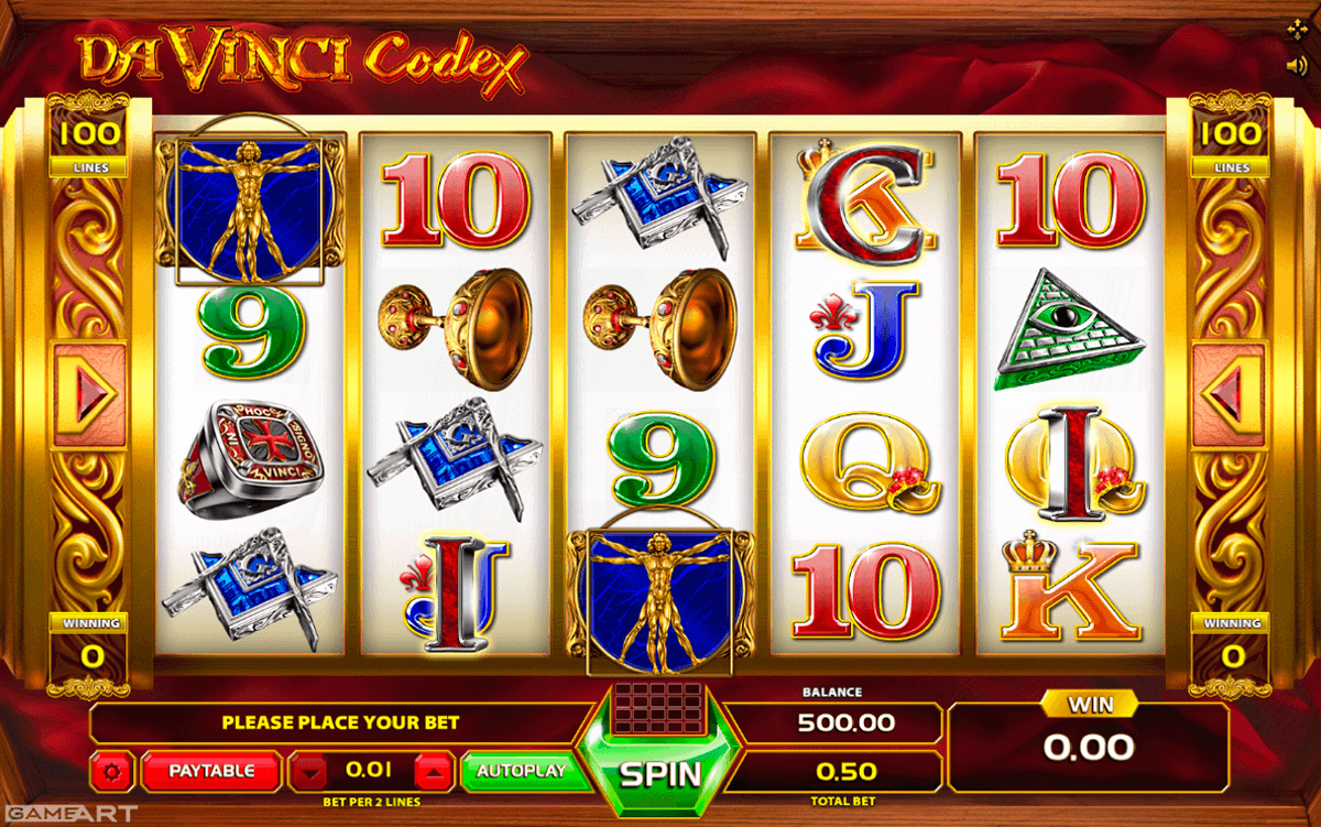 Unlimited davinci codex gameart slot machine