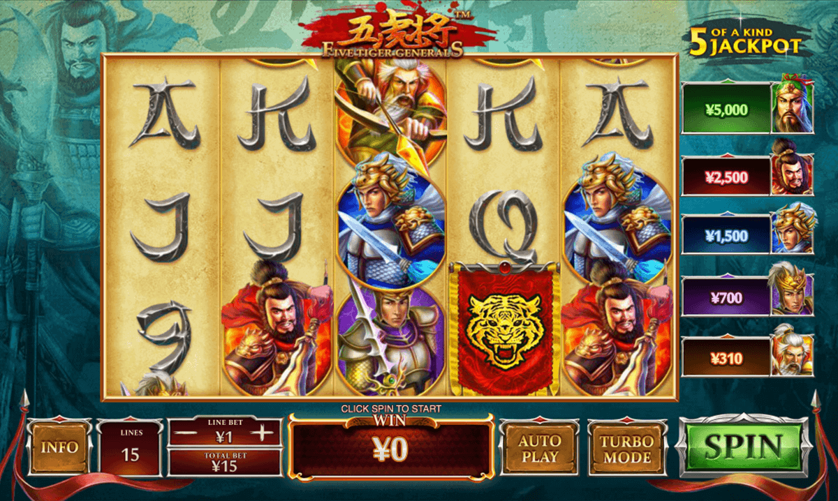 five tiger generals playtech casino slots 