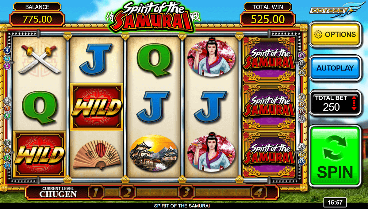 spirit of the samurai inspired gaming casino slots 